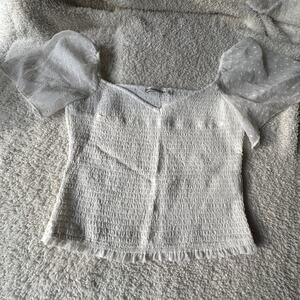 Abercrombie & Fitch Scrunch Flutter Sleeve Top Polka Dot